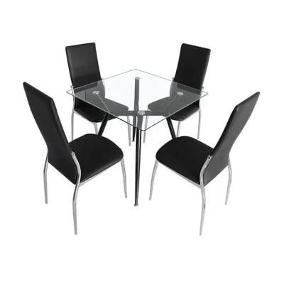 Dining Furniture Set Glass Stainless Steel Base Dining Chair Table