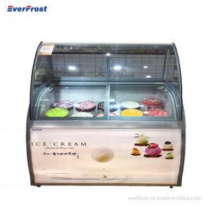Ice Cream Display Freezer Glass Ice Cream Showcase