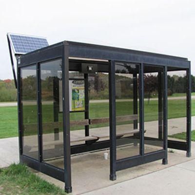 High Quality Tempered Glass Solar Power Bus Stop Shelter