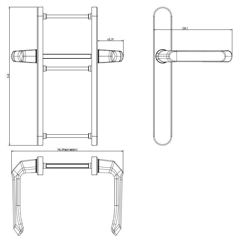 Bathroom Hardware Shower Glass Zinc Door Handle