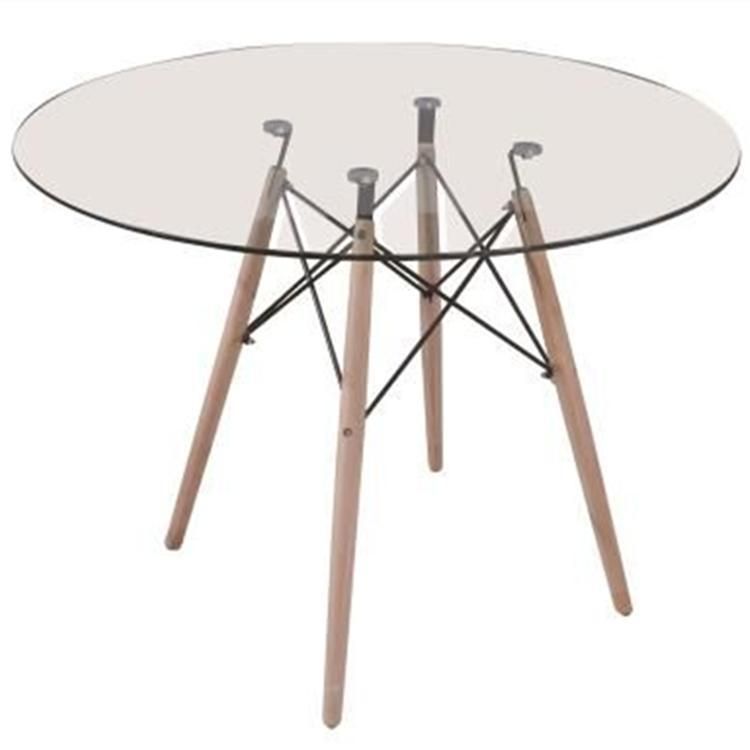 Coffee Table Glass Modern Transparent 80cm Round Tempered Glass Dinner Table Set Dining Room Furniture