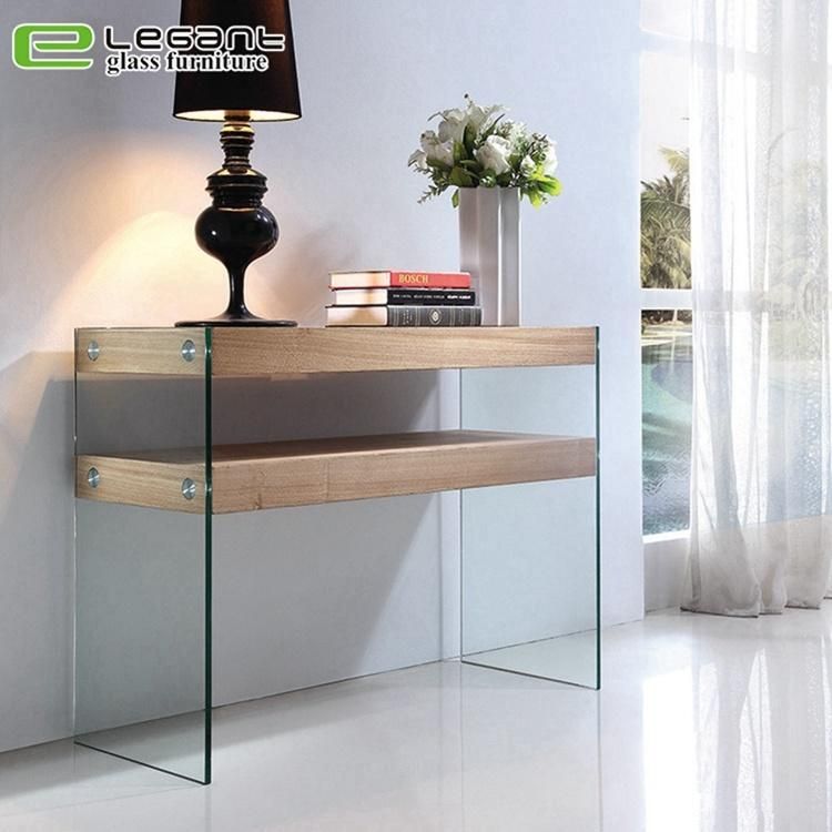 Clear Console Table with Bent Glass