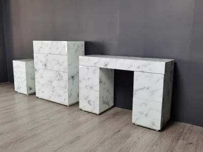 Marble Glass High Quality Tempered Glass Dresser and Nightstand Set