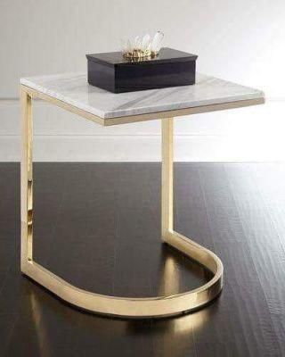 Luxury Living Room Stainless Steel Furniture Marble Glass Side Table