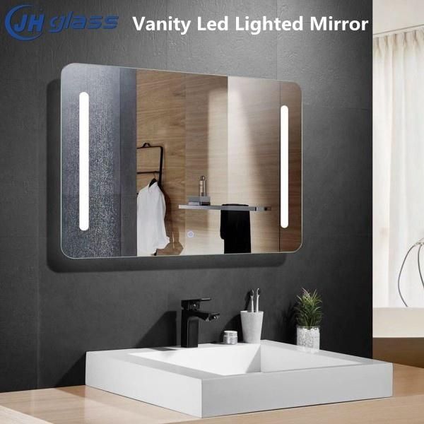 4mm 5mm Landscape Hanging Bathroom Double Row LED Bath Mirror with Defogger