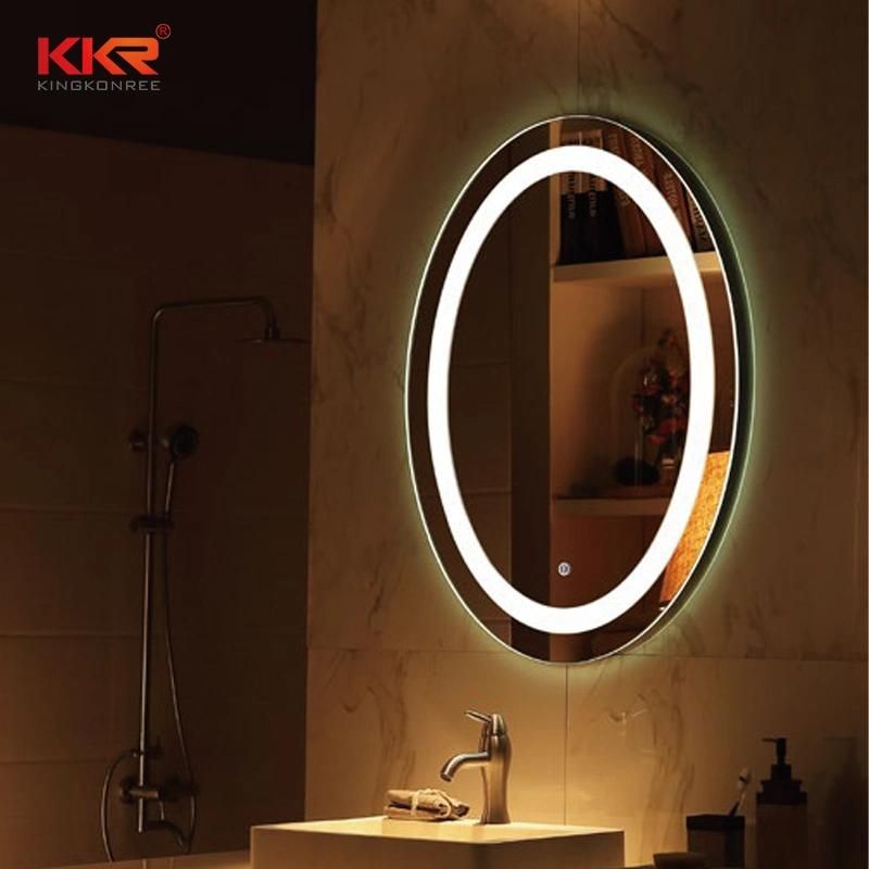 Round Anti-Fog Frameless LED Lighted Hotel Luxury Bathroom Mirror