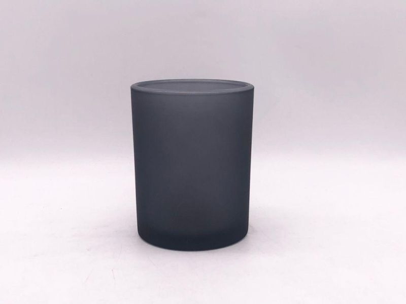 Frosted Glass Candle Holder with Customized Spray Color for Home Decoration