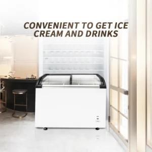 Convenience Store Chest Freezer for Ice Cream Curved Chest Freezer Curved Glass Door Showcase Chest Display Freezer