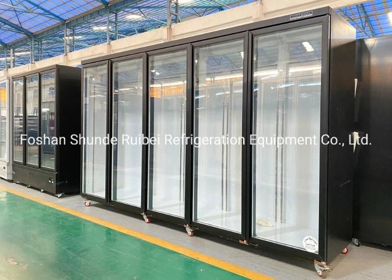 Multiple Door Beverage Drink Refrigeration Cooler Fridge Glass Display Showcase with Remote System
