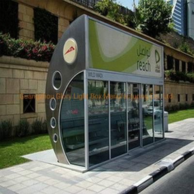 Air Conditioning Metal Bus Stop Shelter with Glass Door Bus Shelter