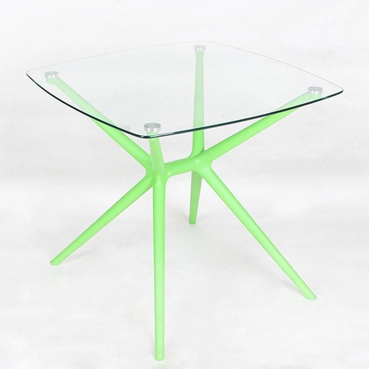China Wholesale Furniture Table De Bar Bois Balcony Living Room Square Yellow Plastic Legs Casting Glass Home Decor Table