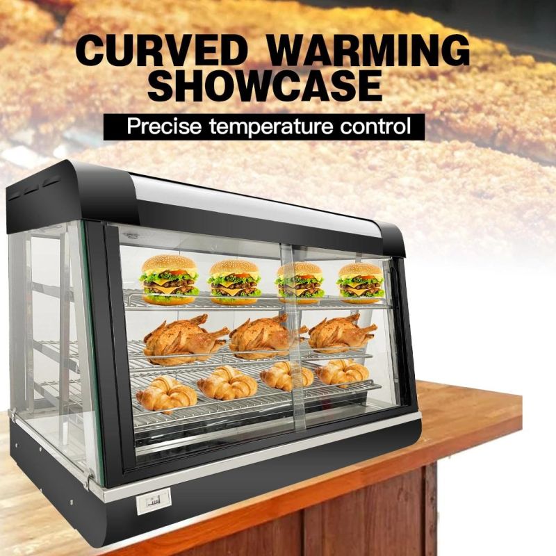 CE Approved Curved Glass Hot Food Warmer Display Showcase with Ld-R60-1