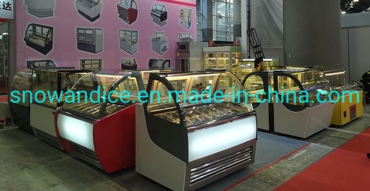 14 Pans Gelato Showcase Ice Lolly Displays Circular Ice Cream Cabinet