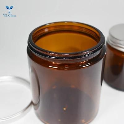 DIY Empty Brown Glass Candle Jars Candle Holders 100ml 250ml with Metal Lid