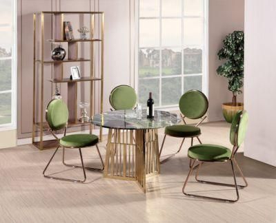 Dining Room Furniture Table Set with Marble Top Steel Frame