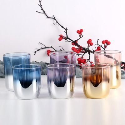 Home Decoration Glassware Electroplated Glass Candle Holder Candle Jar Candle Holder