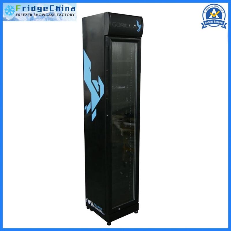 Single Door Beverage Vertical Chiller Glass Door Showcase Display Cooler