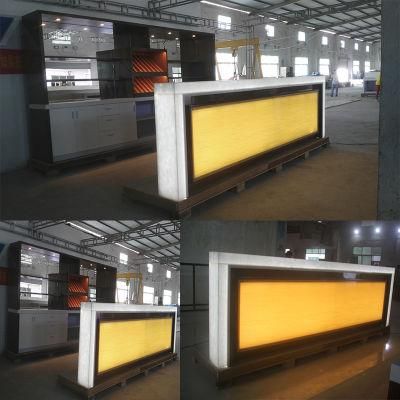 Modern Style Bar Furniture Marble Stone Coffee Shop LED Cafe Commercial Restaurant Bar Counter for Sale