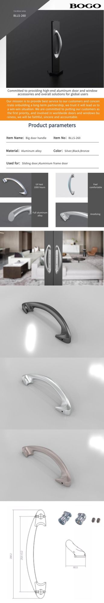 Sliding Glass Door Stainless Steel Pull Handle for Shower Room