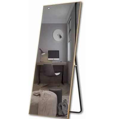 Free Standing Gold Rectangular Dorm Room Full Body Mirror for Dressing