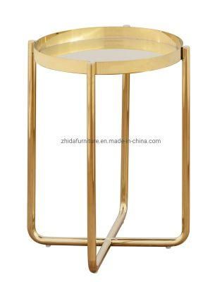 Metal Power Coating Gold Color Side Table for Coffee Shop