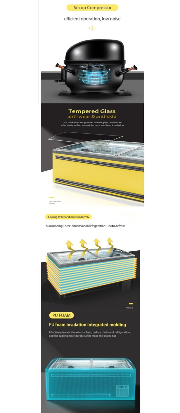 Refrigeration Combine Deep Freezer Showcase for Frozen Food