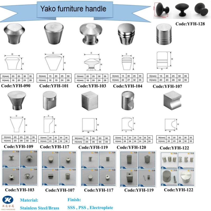 Aluminum Decorative Sliding Double Side Glass Door Knobs (YFH-085)