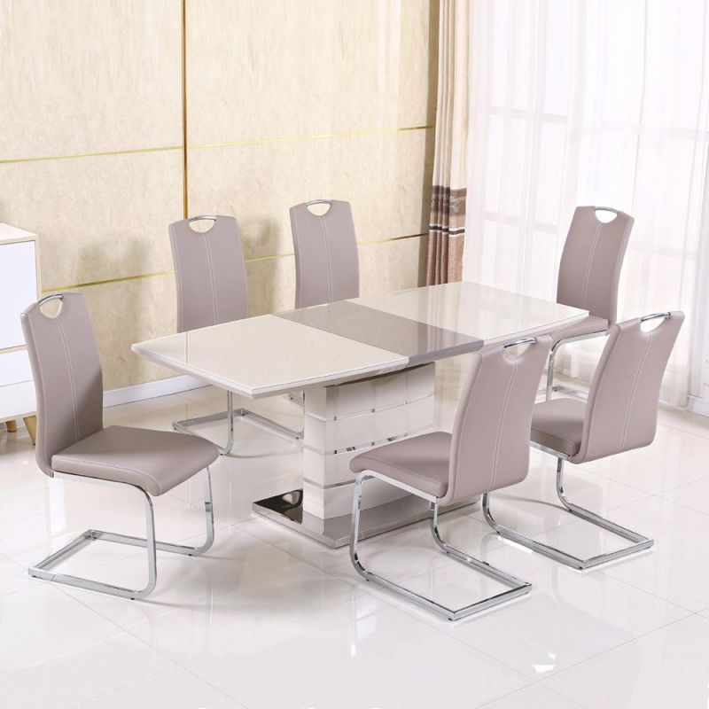 Home Living Room Furniture Extendable Table Sets Modern Hotel Restaurant MDF Gloss Painting Dining Table