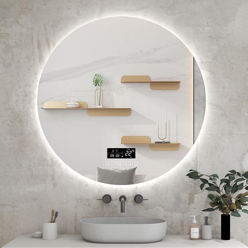 Woman Oval LED Bathroom Mirror Illuminated with Defogger and Dimming