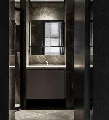 Pengbo Sinks Faucets LED Vanity Mirror Red White Sintered Stone Top Luxury Bathroom Vanity Floating Bathroom Cabinet