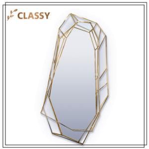 Bedroom Irregular Shape Golden Stainless Steel Frame Wall Glass Mirror