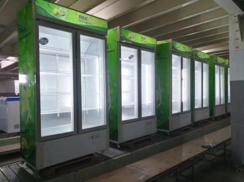 Glass Door Beverage Display Vertical Showcase for Supermarket or Convenient Shop