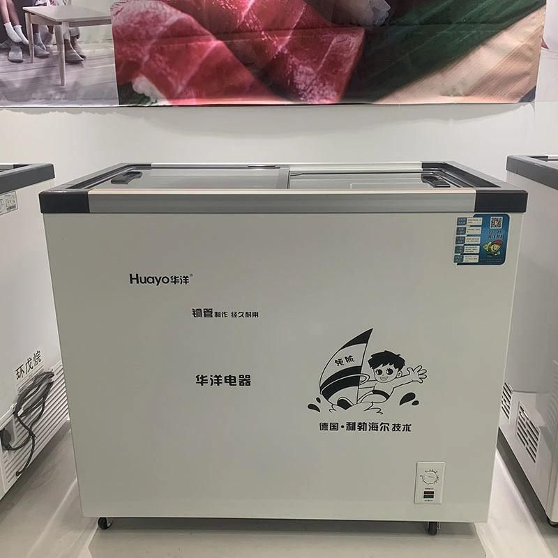 Hot Sale Commercial Glass Sliding Door Top Mini Fridge Freezer Ice Cream Showcase Display Deep Freezer Fridge Chest Freezer