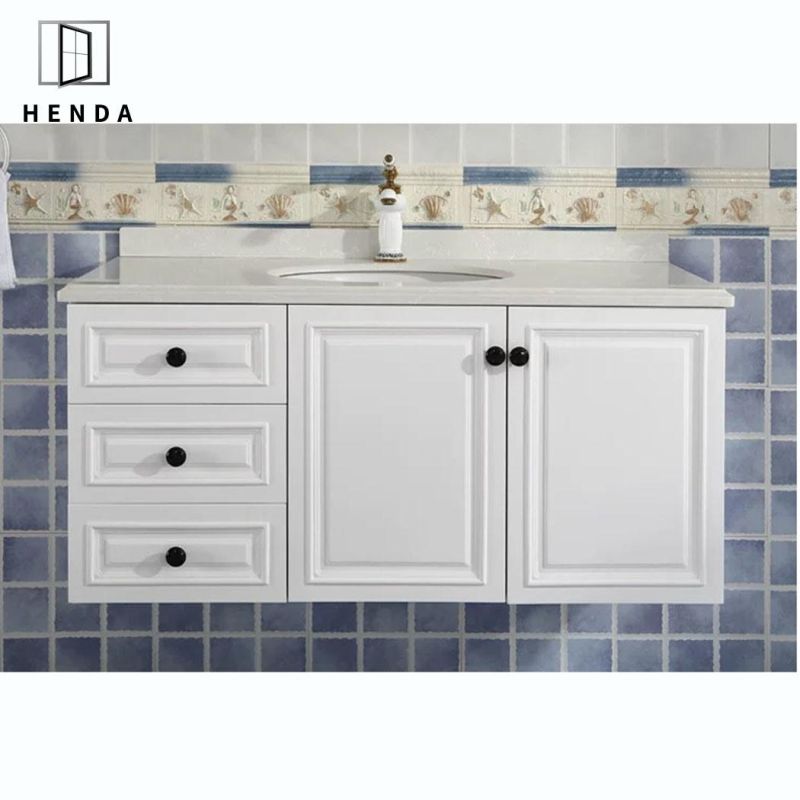 Home Furniture Solid Wood Waterproof Material Marble Mesa Bathroom Cabinet