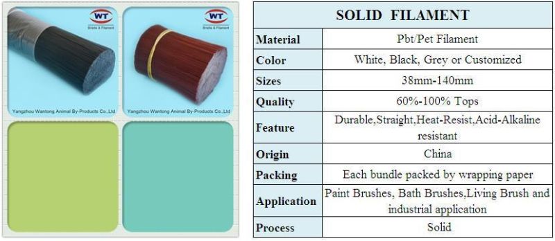High Quality PBT/Pet Solid Synthetic Bristle Filament