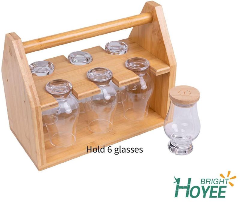 Glass Rack, Bamboo Tasting Glassware Holder