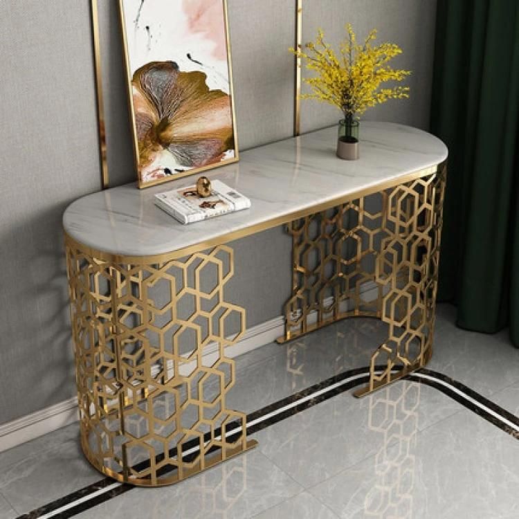 Luxury Gold Stainless Steel Frame Marble Dining Table Top Commercial Elegant Dining Table Sets