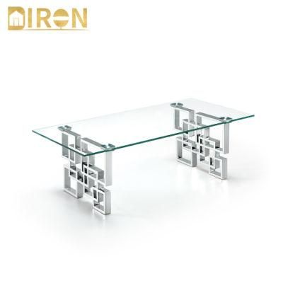 Cheap Price High Quality Coffee Glass Dining Tea Table with 304 Stainless Steel Legs