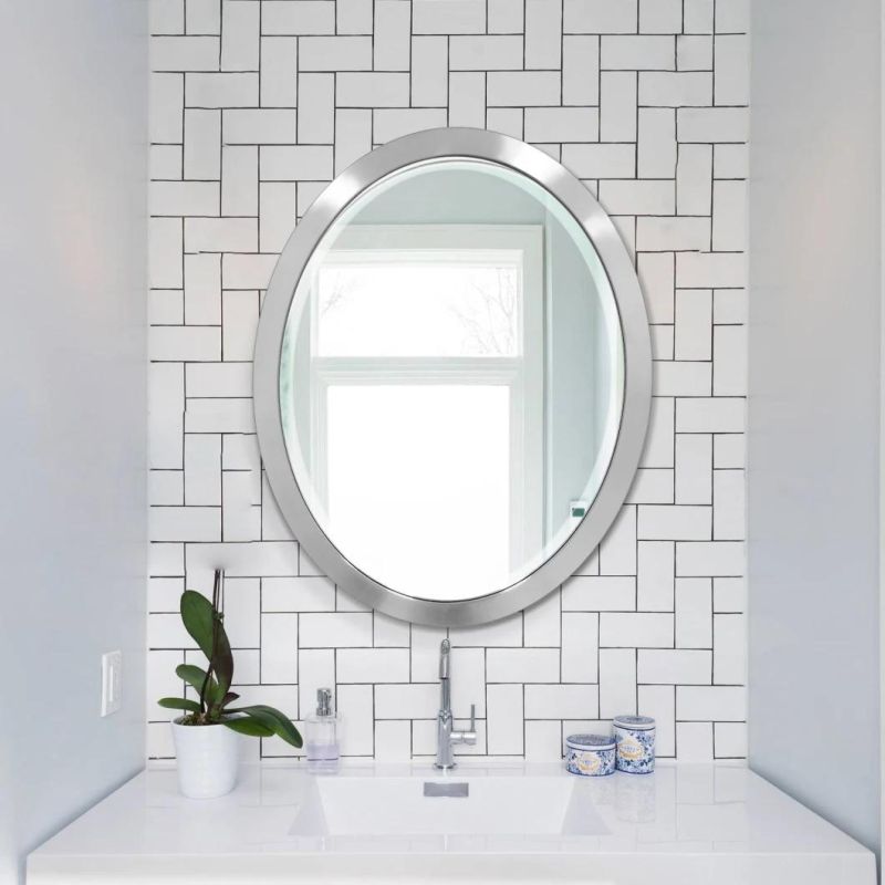 Oval Frame Stainless Steel Modern Wall Mirror Bathroom with Steel for Bathroom Beveled Mirror