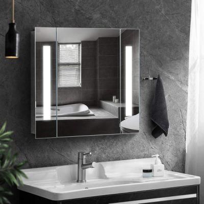 Aluminum Bathroom Medicine Cabinet with Framless Double Mirror Door Recess or Surface Mount