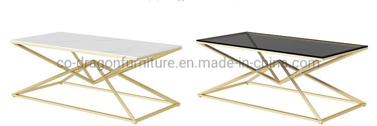 European Design Home Furniture Glass Coffee Table with Gold Legs