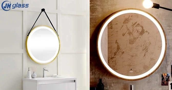 Modern Round Shape Illuminated Safety Fog Free, Dimmer and Touch Sensor Wall Hanging Black Framed LED Bathroom Mirror