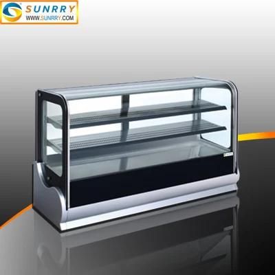Commercial Curved Glass Cake Display Refrigerator Showcase