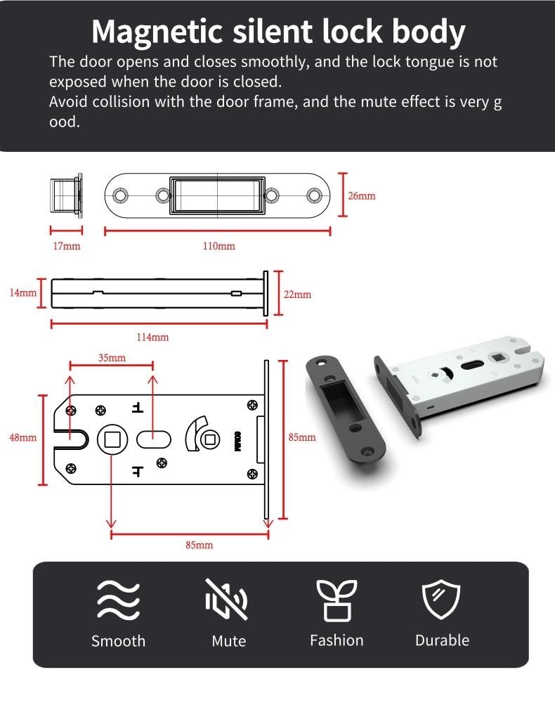 Indoor Bedroom Room Door Handle Lock General Type Simple Silent Large Solid Wood Zinc Door Lock