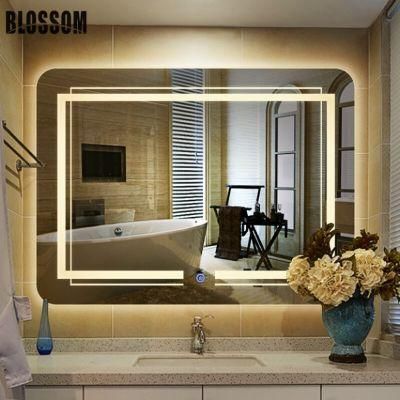 Bathroom Vanity Furniture LED Mirror Smart Glass with Yellow Light
