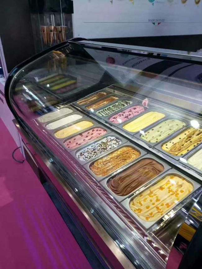Ice Cream Refrigerated Freezer Gelato Display Showcase for Commercial