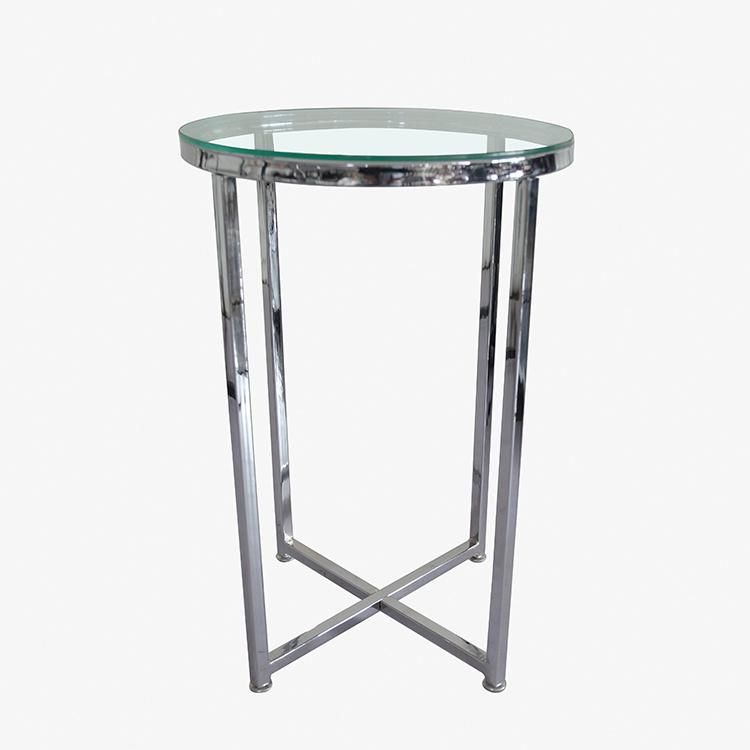 Metal Industrial Style Center Table Tempered Glass Coffee Table