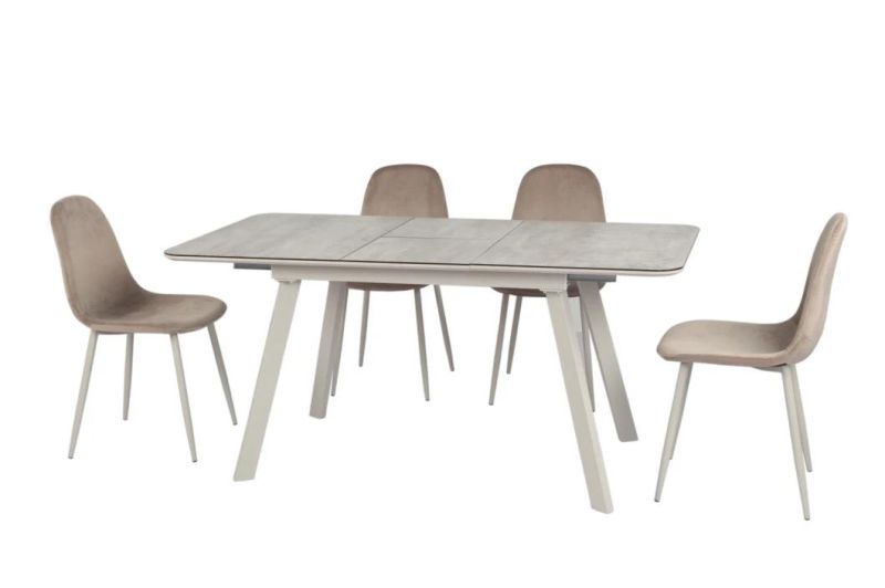 Okay Hot Sale Ceramic Glass Marble White Dining Table with Four Legs