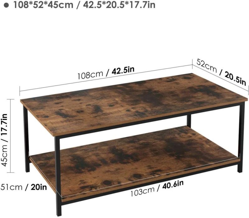 Hight Quality Metal Frame Modern Wooden Coffee Table