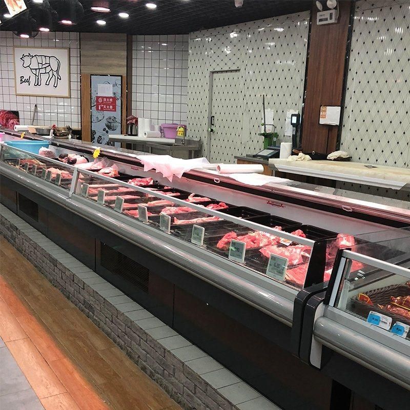 Commercial Supermarket Meat Refrigerator Showcase with Glass Door